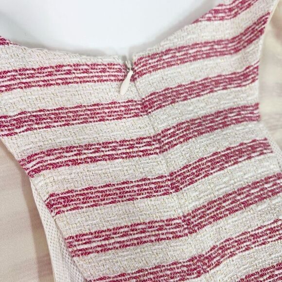 Rhyme A-Line Mini Dress Women's Medium Pink Cream Striped Racer Tweed Hidden Zip - Picture 8 of 10